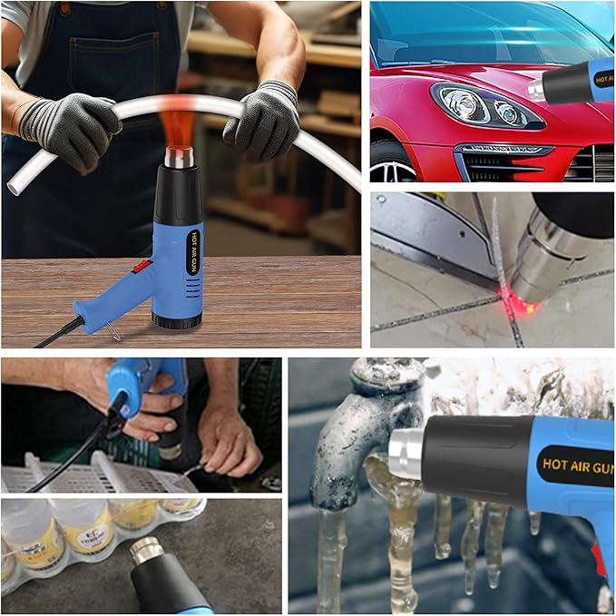 Heat Gun Lcd Digital Display 212 & 1202℉ Dual-Lvel Temperature Control 4 Nozzles Heat Gun' Overload Protection for Crafting, Shrink Tubing, Vinyl Wrap, Shrink Wrap,5Ft Power Cord