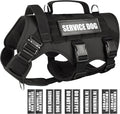 Service Dog Vest Harness for Large Dog, Tactical Working MOLLE Vest with 10 Pet Patches, No Pull Heavy Duty Harness for Training Walking