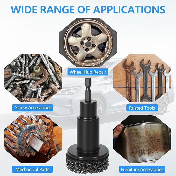 Eascor Wheel Hub Cleaning Tool, Wheel Hub Resurfacing Kit, Wheel Stud Cleaner, Quick Rust Removal for Lug Studs and Rotors, Fits 1/2” Wrenches Or Electric Drill, Automotive Maintenance Tool1