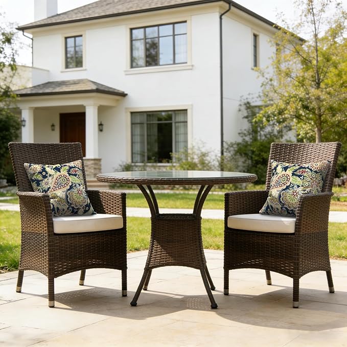 LVTXIII 2 Pack Outdoor Pillows 18x18 Inch, Square Throw Pillows with Inserts, Decorative Water-Repellent Pillow Cushions for Patio Furniture and Garden Sofa, Paisley Bloom