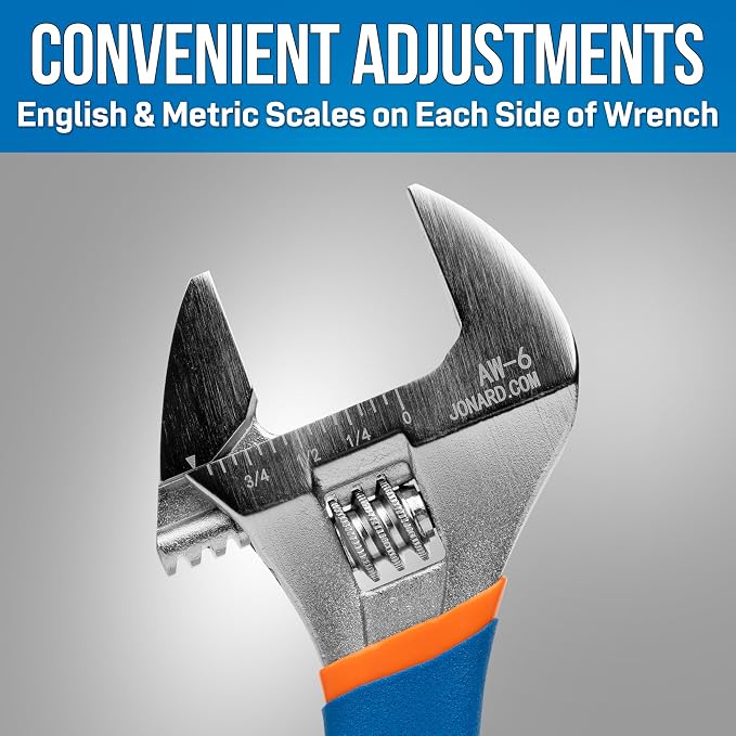 Jonard Tools AW-6810 Adjustable Wrench Extra Wide Jaw Kit With 6", 8", & 10" Wrenches