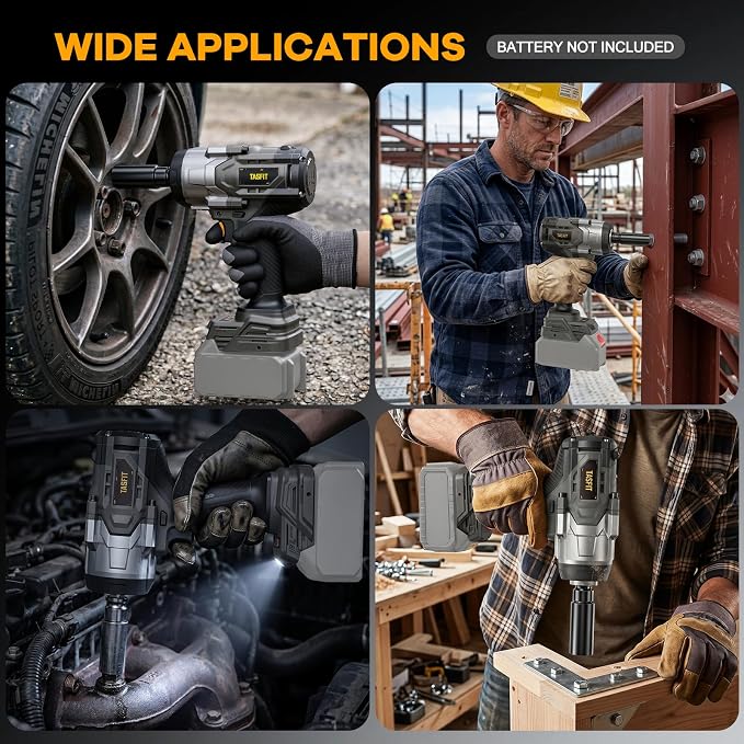 Cordless Impact Wrench 1110Ft-lbs Compatible with DeWalt 20V Battery | 1500N.m High Torque Brushless 1/2'' Impact Gun, 3-Speed, 4 Sockets for Car, Truck, Tire Removal, Rusted Bolts(NO Battery)