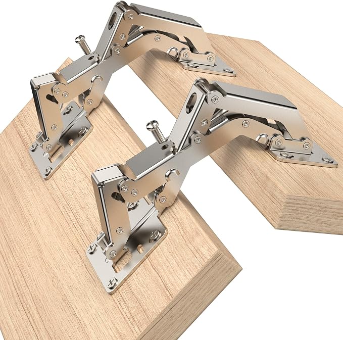 Chibery 2 Pack 170 Degree Soft Close Cabinet Hinges, Slow Smooth Hidden Frameless Lazy Susan Hinge, Concealed Hardware Surface Mount, Lid Support Trap Door, Self Closing for Corner, Kitchen Cupboard