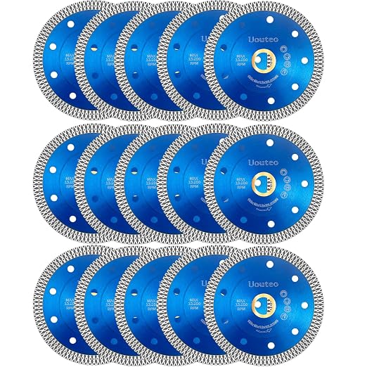 15 Pcs Diamond Saw Blade, 4.5 Inch Super Thin Tile Blade, Diamond Saw Blades for Angle Grinder, 4.5" Tile Blade for Smooth Cutting Marble Ceramics Porcelain Tiles(4.5 inch-15Pcs-Blue)