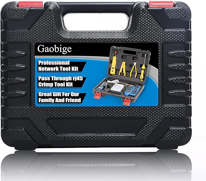 Gaobige Network Tool kit, Cat6 Cat5e Cat5 Crimping Tool RJ45 Crimp Tool kit, Pass Through rj45 Crimper, Wire Tracker, 110/88 Punchdown Tool, Cat6 Pass Through Connectors