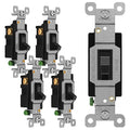 ENERLITES 4-Way Toggle Light Switch, Four Way, Side Wiring, Copper Wire Only, Grounding Screw, Residential Grade, 15A 125VAC 60Hz, UL Listed, 84150-BK-5PCS, Black 5 Pack
