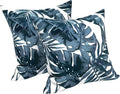 LVTXIII Outdoor/Indoor Throw Pillows, Decorative Throw Pillows with Inserts, 18”x18” Square Pillows for Bed, Couch, Sofa and Patio Furniture (Set of 2, Palm Blue)