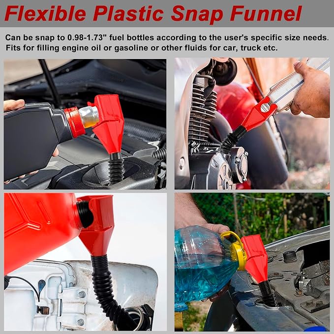 4Pcs Oil Filter Pliers Set, 3 Jaw Oil Filter Wrench With Oil Snap Funnel, 9" and 12" Oil Filter Pliers Adjustable From 1-3/4"-6"