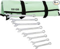 OEMTOOLS 8-PC 12 Pt. Metric Jumbo Combination Wrench Set 21 mm - 32 mm | Chrome Plated Finish Box End Wrenches, 15° Offset, Includes Canvas Wrench Roll, Drop-Forged Alloy Steel