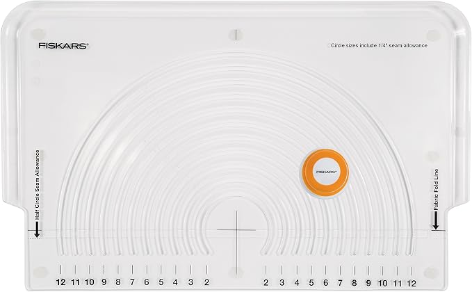 Fiskars Rotary Cutter & Ruler Combo - 24" L x 6" W Fabric Cutter with Gridlines & Fiskars 111310-1004 Fabric Circle Cutter 2"-12"