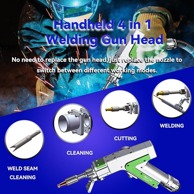6 IN 1 Laser Welding Machine Double Wobble 1200W Laser Welder/Cleaner/Cutter/Underwater Welding/Tack Weiding/Weld Seam Cleaning with Auto Wire Feeder for Aluminum, Stainless Steel, etc.