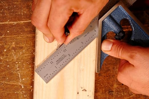 PEC Tools 2-Piece Combination Square - 18" Machinist Blade with English & Metric Graduation, Includes Cast Iron Square Head Featuring Level Vial & Scribe Tool, Precision Combo Square - Made in USA