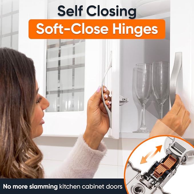 DecoBasics (20 PCS) Full Overlay Soft Close Cabinet Hinges for Kitchen Cabinets - 105° Face Frame Concealed Cabinet Door Hinge -3 Way Adjustability -Clip on Plate & Matching Screw 4 Easy Installation