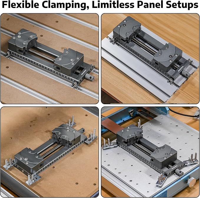 Genmitsu Fractal Vise with 100° Adjustable Jaw for Irregular Shape, 120mm Clamping Range, Dual Fixation Design for Genmitsu & Other CNC Router Machines