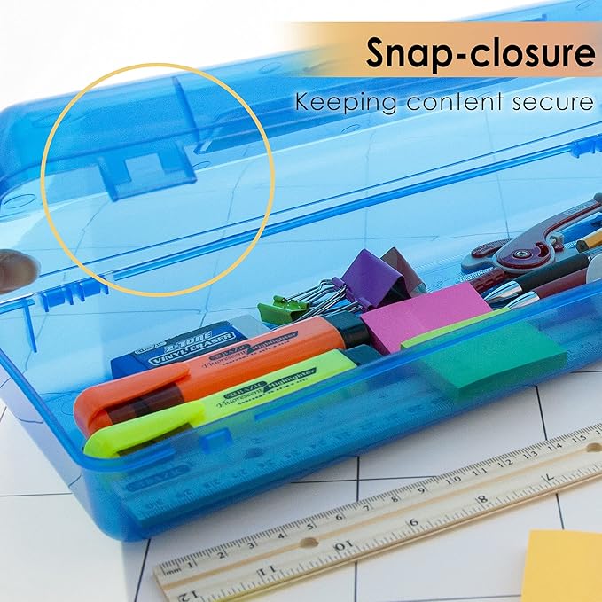 BAZIC PRODUCTS Bright Color Ruler-Length Utility Box, 13 3/8 x 5 3/8 x 2 1/2 in, for School Office Supplies, Set of 4