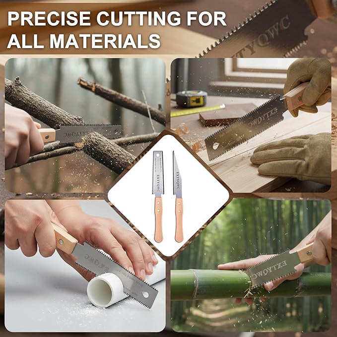 2 Pack Japanese Hand Saw,6-Inch Pull Saw, Flexible Edge Blade,Perfect for Sawing, Trimming, Gardening, Cutting Wood, Plastic Pipes