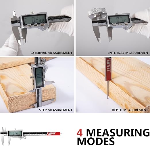 Rechargeable Caliper 8 inch, Stainless Steel Vernier Micrometer Measuring Tool with Large LCD Display