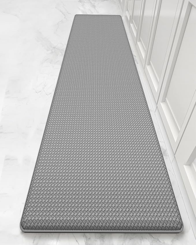 Color&Geometry Anti Fatigue Cushion Kitchen Mat for Floor -17"x59",Easy Clean, Water & Oil Proof, Anti Slip, Foam Rubber Runner Rug for Front Sink Comfort Standing,Grey