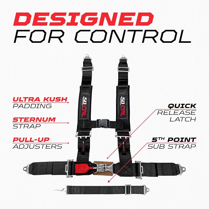 1pc Black 5 Point Harness for Bucket Seat, Race latch, 9 Colors Racing Harness 5 point UTVs, RZRs, Off Road Vehicles, and Race Cars [6001]