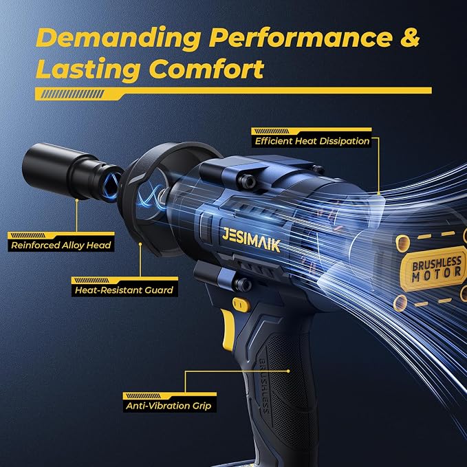 Cordless Impact Wrench, 1106ft-lbs(1500N.m) 1/2" Brushless Impact Gun, 2×4.0Ah Batteries, 4 Impact Modes, 5 Sockets, 21V High Torque Electric Impact Driver for Truck RV Car Heavy Construction