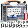 Tnisesm 370PCS 6-25mm Spring Band Hose Clamps Assortment kit with Hose Clamp Plier, Constant Tension Hose Clamps for Fuel Lines, Silicone Vacuum Hoses, Water Pipe, Low-Pressure Air Clips