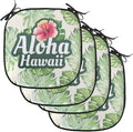 Lunarable Hawaiian Chair Cushion Pads Set of 4, Monstera Leaves Tropic Plants Leaves Humid Weather Summer Travel Destination, Anti-Slip Seat Padding for Kitchen & Patio, 16"x16", Green Pink Cream