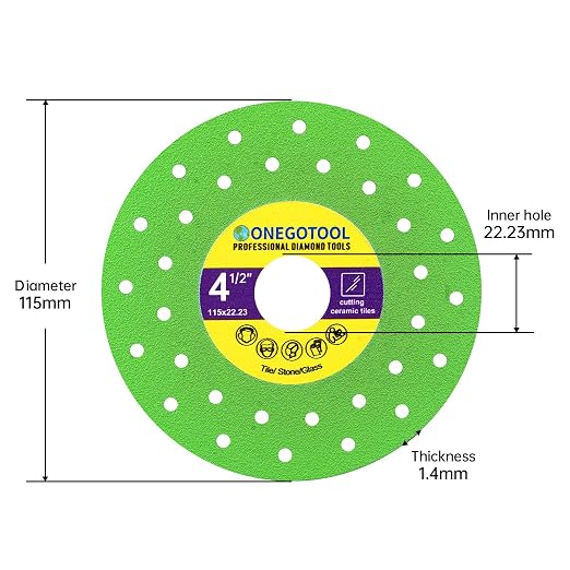 4-1/2 inch Tile Cutter Diamond Saw Blade for Angle Grinder Porcelain Ceramic Glass Marble Cutting Tools Grinding disc (5pcs)