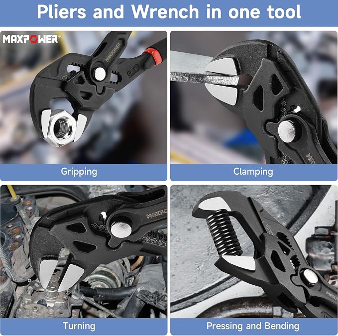 MAXPOWER 7 inch Mini Pliers Wrench, 1.57 inch Jaw Opening, Smooth Jaws