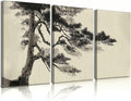 Frimeeme Vintage Sketch Pine Tree Framed Canvas Wall Art Set of 3, Antique Wilderness Forest Wall Decor, Nature Botanical Landscape, 12x16 Inch，Modern Landscape Prints for Living Room Bedroom, 12x16 Inch