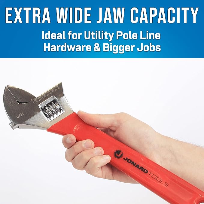 Jonard Tools AW-15 Adjustable Wrench 15" with Extra Wide Jaws