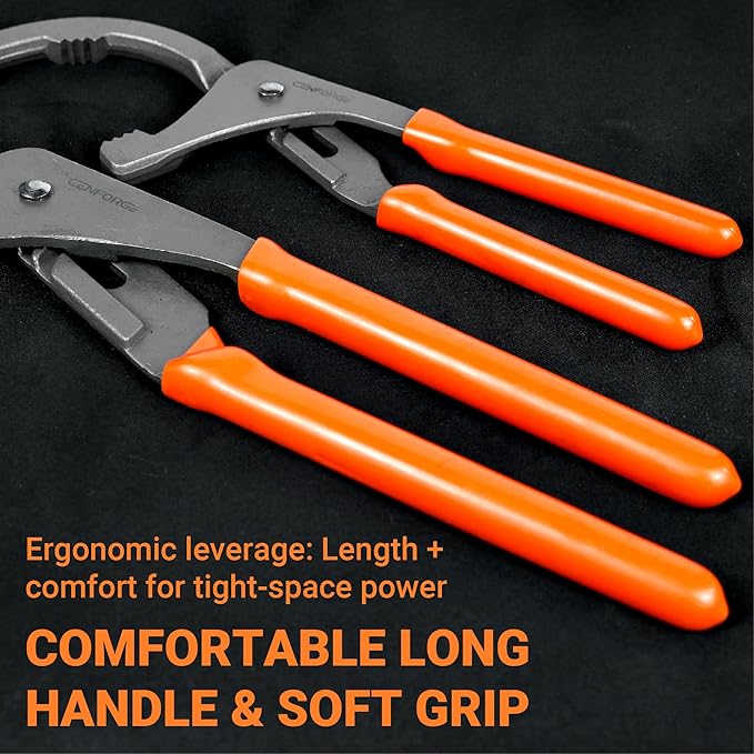 Oil Filter Wrench Set, 9" & 12" Adjustable Filter Pliers with Non-Slip Grip for Cars, Trucks, Motorcycles & Heavy Equipment (2-Piece Heavy Duty Set)