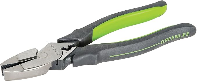 Greenlee 0151-09CM Side Cut Pliers With Crimper, High Leverage, Molded Grip, 9"