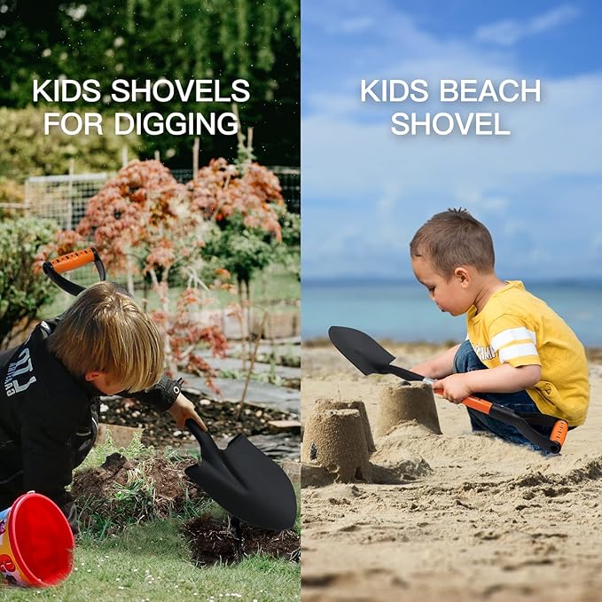 KOLEIYA Kids Shovel, Small Shovels for Digging, Overall Length 28 Inches, Mini D Handle Shovel,Gardening Shovels,Matel Beach Shovel,Camping Shovel Matel+Fiberglass