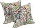 LVTXIII 2 Pack Outdoor Pillows 18x18 Inch, Square Throw Pillows with Inserts, Decorative Water-Repellent Pillow Cushions for Patio Furniture and Garden Sofa, Vibrant Paisley