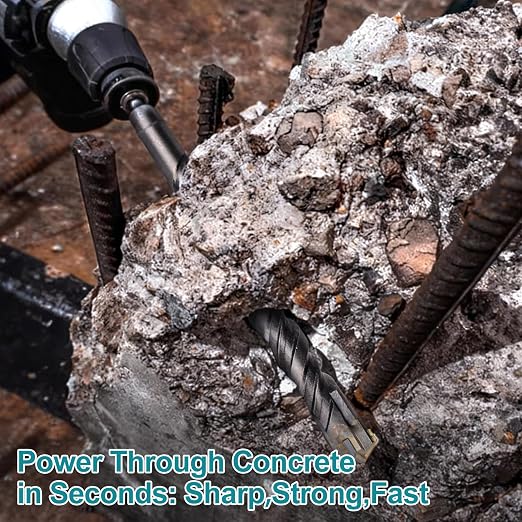 1/2 Inch x 24 Inch SDS Plus Rotary Hammer Drill Bit, Cross Tip Double Threaded Carbide Tipped for Concrete, Brick, and Stone (1/2" x 8.5" x 24")