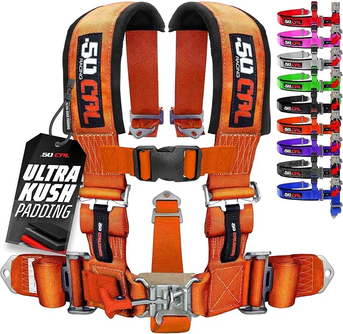 1pc Orange 5 Point Harness for Bucket Seat, Latch Release, 9 Color Options, Racing Harness 5 point, Race Car, UTV, RZR [6009A3]