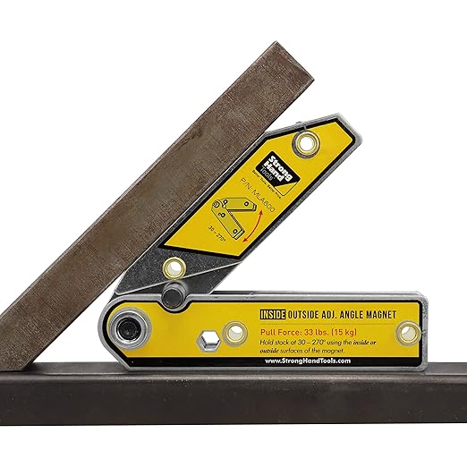 Strong Hand Tools Adjustable Angle Magnetic Square, Angle 30°-270°, Inside/Outside Magnets, Angle Setting Pin, Mag. Pull Force 26 lbs, Welding Square, "4.7", MLA450, Strong Hand Tools