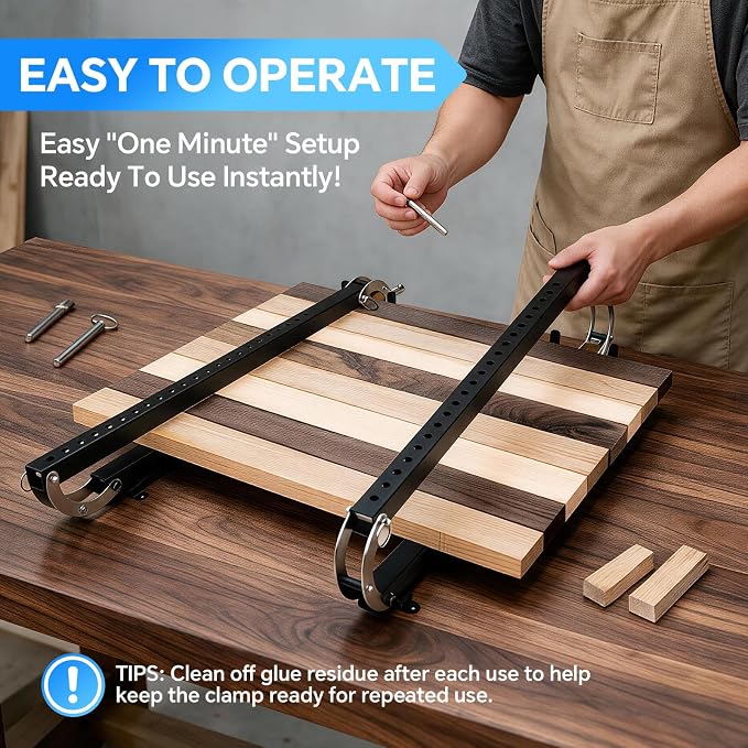24 Inch Panel Clamps, 1 Pack Parallel Clamps, 4-Way Steel Pressure Clamps for Cabinet Doors, Tabletops, Woodworking and Cutting Boards