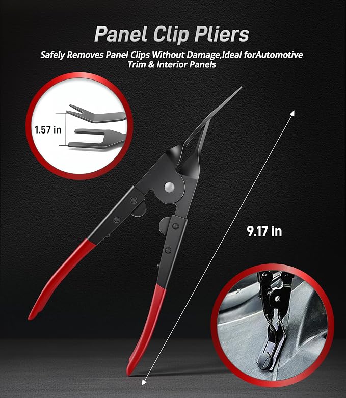 Fuel Line Pliers Set 8 Pcs, Fuel Line Hose Clamp Removal Plier, Push Pin Tools, Relay Puller, Panel Clip Remover & Filter Caliper, Spring Clamp Pliers for Fuel System Maintenance.