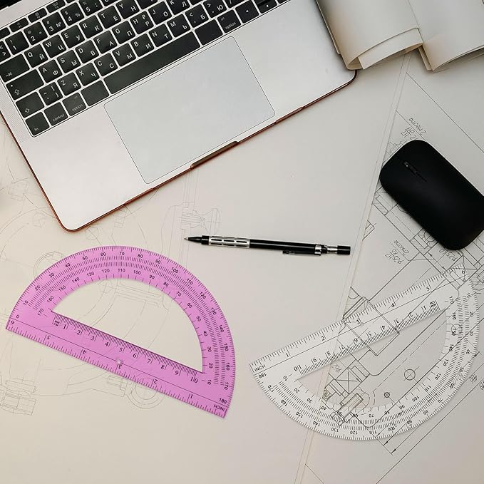 Zonon 36 Pack 6 Inch Plastic Protractor 180 Degrees Pink Blue Clear Protractors for Classroom, School, Math, Teacher, Student Office Supplies, Geometry, Angle Measurement, Christmas Gifts