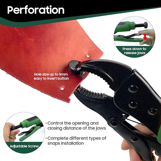 Heavy Duty Snap Fastener Tool kit, Punching Function, Snap Button Tool with Adjustable Setter, 15mm snap Tool with 100 Sets Boat Cover Snaps