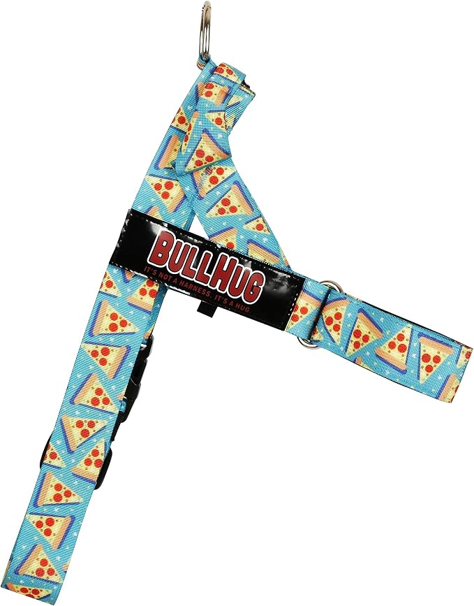 Adjustable Dog Harness– No Pull, No Choke – for English Bulldogs, French Bulldogs, Pugs & Broad-Chested Breeds – Easy, Safe Walks (Pizza, Medium)