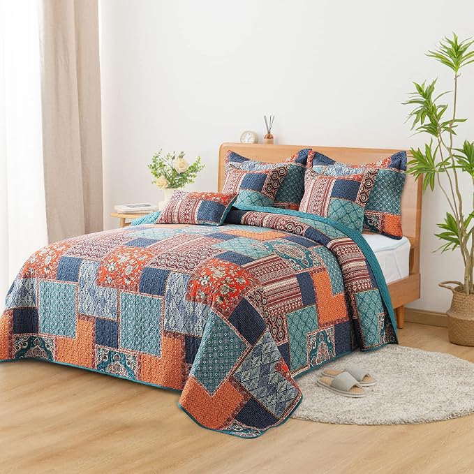 BEDIFANY Cotton Queen Size Quilt Sets, Soft Lightweight Bedspread Queen Size Soft Farmhouse Queen Queen Bedding Sets for Bed Decorations for All Seasons, 3 Pieces