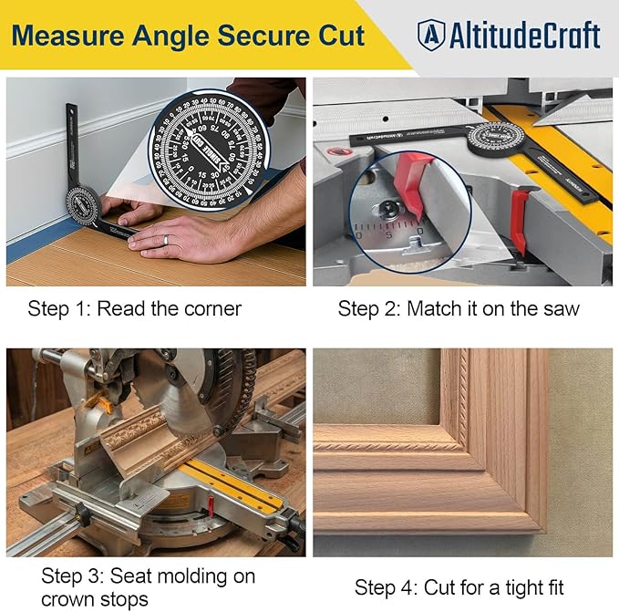 2-in-1 Crown Molding Jig & Miter Saw Protractor Set - Eliminates Math & Guarantees Stability for Precise Trim Cuts Fits DEWALT DWS780 DW718 DW716 & Other DEWALT Models