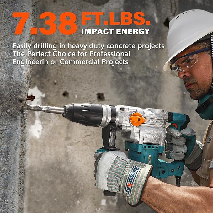 Berserker 1-9/16" SDS-Max Heavy Duty Rotary Hammer Drill for Concrete 42M | 1600W 13 Amp 3 Functions 16 lb. Corded Electric Variable-Speed Safety Clutch Vibration Control Demolition Rotomartillo