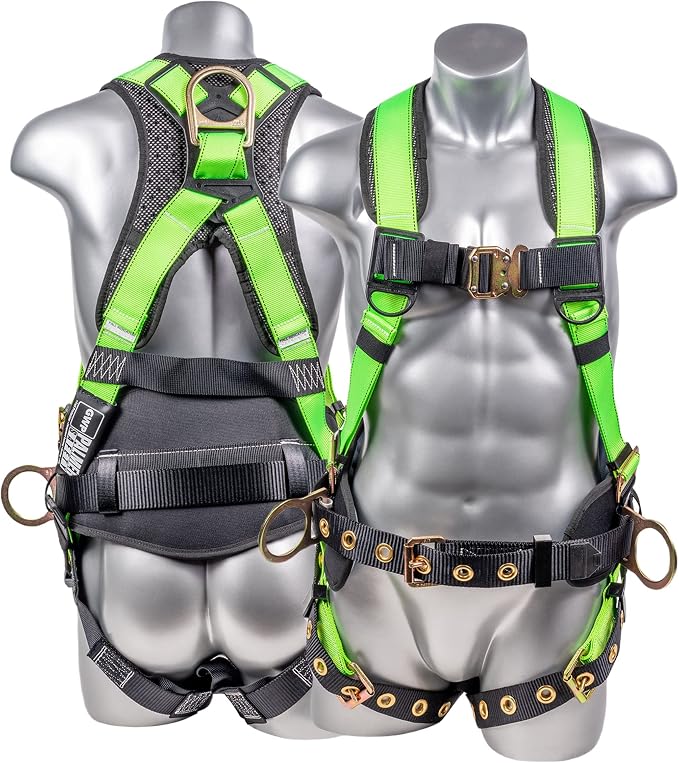 Hammerhead 5pt Safety Harness Back Padded, QCB Chest, Tongue Buckel Legs Straps, Back & Side D-Rings
