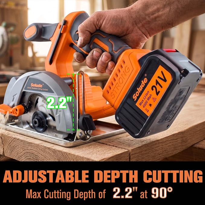 5-Inch 21V Brushless Cordless Circular Saw with 2 x 4.0Ah Lithium Batteries – Electric Cutting Circular Saw with 2 Saw Blades for Wood, Metal, Tile, Drywall, Plastic Cutting