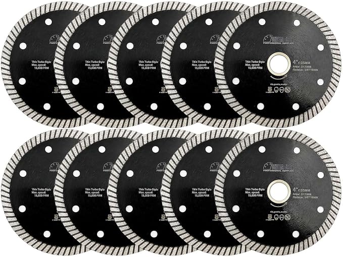 SHDIATOOL Super Thin Diamond Turbo Blade 10PCS 4-Inch Cutting Disc Saw Blade for Porcelain Ceramic Tile Granite Dia 105mm