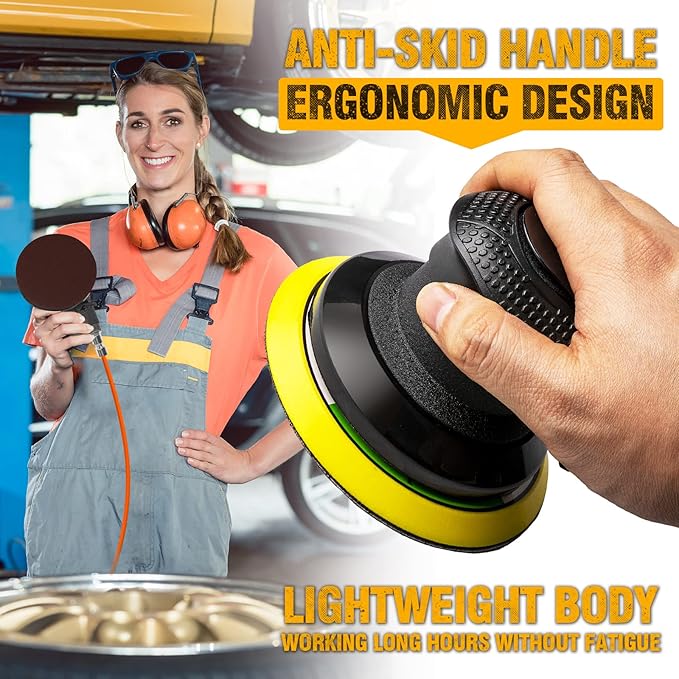 Autolock 5 Inche Air Random Orbital Sander, Pneumatic Palm Car Sander For Wood Polisher Metal, Auto Body Work, Da Sanders, Dual-action Sander(1pcs)