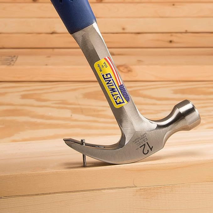 ESTWING Hammer - 12 oz USA Made Curved Claw Hammer with Smooth Face & Shock Reduction Grip - E3-12C